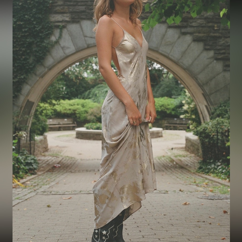 NWT Zara Metallic Foil Slip Dress (Size S)